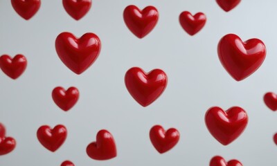 Aufkleber - A collection of red hearts suspended in the air