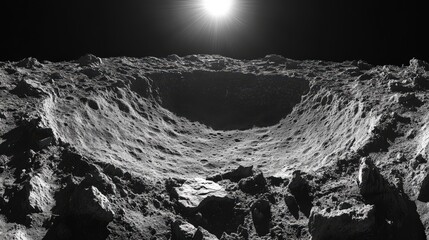 Wall Mural - Vast cratered landscape on a celestial body.