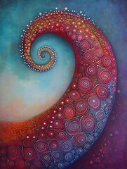 Poster - Abstract Swirling Spiral in Red and Teal Hues
