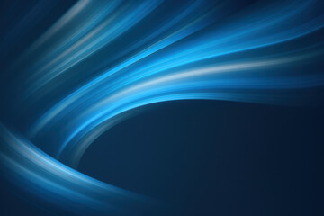 Poster - Sweeping diagonal ribbons blue and gray over a deep navy background symbolizing strategy and decision-making in business growth