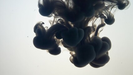 Poster - Close up of ink drop spreading in still glass of water Fluid movement, monochr