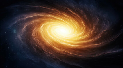 Wall Mural - Swirling Galaxy with Bright Core and Colorful Nebula in Deep Space Background
