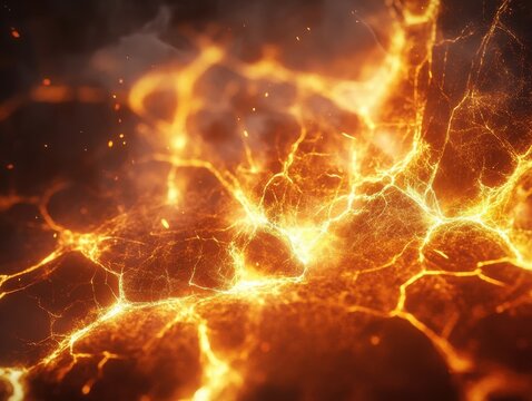 Glowing fluid mesh, cracking pulses gently appear