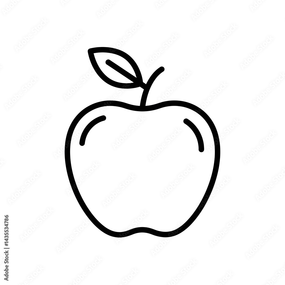 Simple Apple Line Simple Apple Line Art Icon Graphic Design Stock Illustration | Adobe Stock