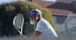 © Mitchell/peopleimages.com - Tennis, serve and training with senior black man on court for sports tournament, competition and game. Start, exercise and championship with elderly person in outdoors for athlete, fitness and event