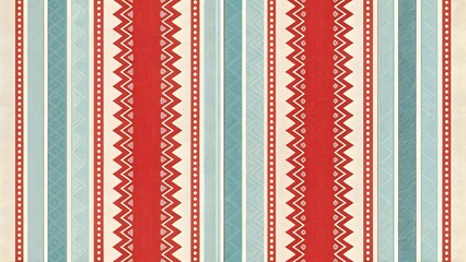 Poster - A festive celebration of winter's charm with red and blue striped patterns and a textured off-white background.