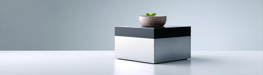 Poster - Minimalist product photography, sleek modern design, high-key lighting, precise symmetry, subtle shadow details, premium branding aesthetic, studio setup, contemporary elegance, negative space,