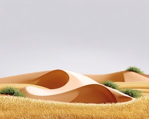 Poster - minimalist landscape photography, endless desert dunes, soft golden light, serene and vast, natural 