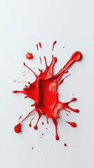 Poster - Bright red paint splash on a blank surface creates an artistic effect