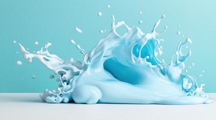 Poster - Splash of blue liquid against a light background captures motion