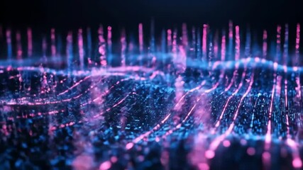 Wall Mural - Dynamic Waves of Light Representing Abstract Data Visualization Patterns.