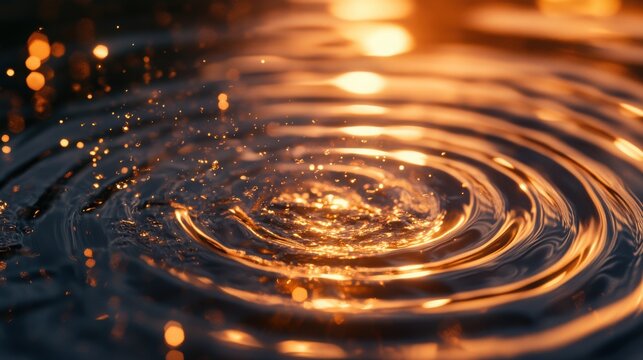 Fluid ripples twist, glowing shimmer in gentle background
