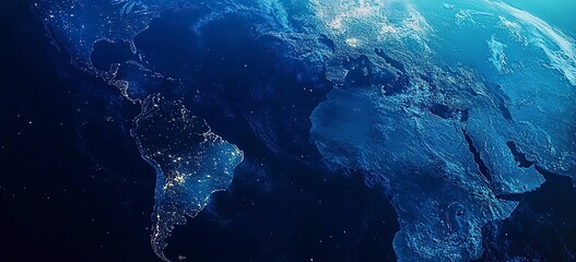 Poster - Abstract blue background with a global network and world map for a business technology concept vector illustration. High-resolution, professional photograph. The ultra-wide-angle lens is used to captu