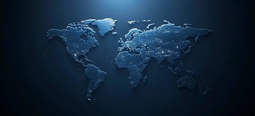 Poster - Abstract blue background with a global network and world map for a business technology concept vector illustration. High-resolution, professional photograph. The ultra-wide-angle lens is used to captu