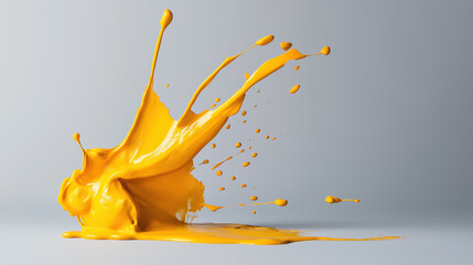 Poster - Vibrant yellow paint splash on neutral background creates dynamic art
