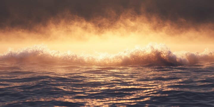 Fog waves pull radiant shimmer, soft background emerges