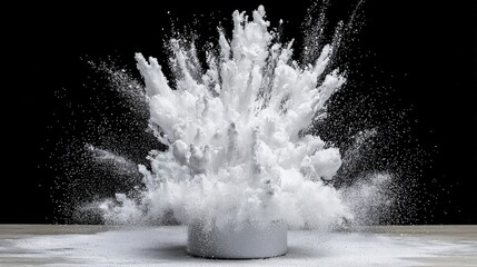 Poster - Stunning white splash of water captured on a rustic wooden table with beautiful details