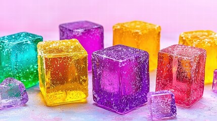Poster - Beautiful array of colorful crystals sparkling under light creating a dazzling display of colors