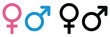 © Pulak - Male and female sexual icon set. Gender sign symbols. Male and female icon, Male, female sign, Blue and pink. Gender equality icon vector illustration.