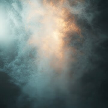 Pushing fog waves, radiant shimmer, subtle background appears
