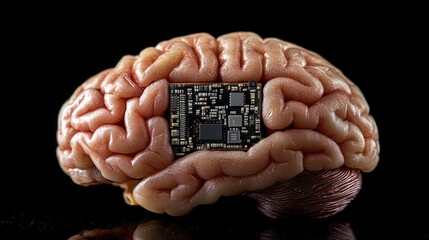 Aufkleber - Artificial intelligence concept represented by organic brain-like structure with AI inscription,symbolizing the fusion biology technology,machine learning,neural networks in futuristic digital world.