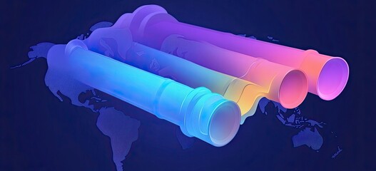 Poster - Abstract global network and connectivity concept with a blue world map, data transfer across the Earth, technology background vector illustration design for a banner, poster, or presentation. Vector 