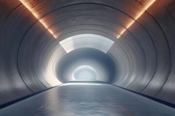 Aufkleber - 未来的な光の円形トンネル内部のデザイン 青い照明の幾何学的背景