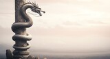Majestic Dragon Coiled Around a Broken Column