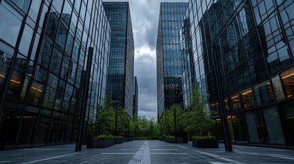 Aufkleber - Modern architectural landscape business district urban structures contemporary design aesthetic viewpoint city life