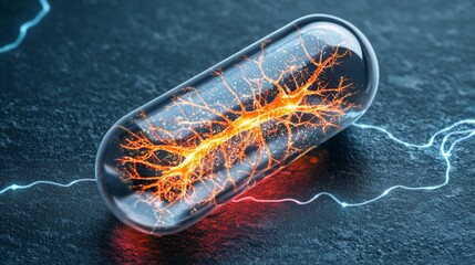 Poster - Futuristic Nutrient Capsule with Intricate Neural Patterns