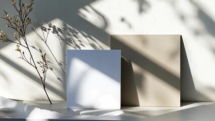Poster - Creative exploration of blank canvases and natural shadows in a serene art setting Generative AI