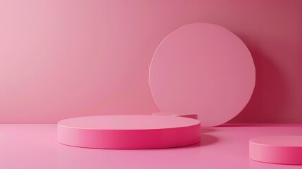 Poster - Ping background product display with spiral shape and bubble decoration.