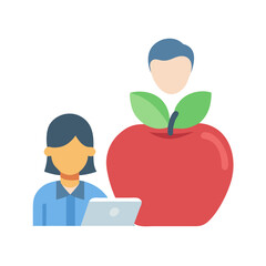 Poster - Education concept illustration with teacher, student, and apple