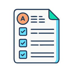 Poster - Cartoon illustration of report card with grade and checkmarks