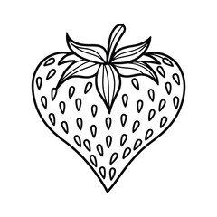 Poster - Strawberry outline in heart shape fresh fruit isolated on white background minimalist style