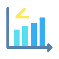 Poster - Growing bar chart with decreasing arrow in yellow color