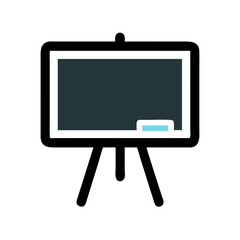 Poster - Stylized dark chalkboard and eraser illustration on black background