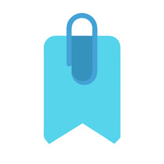 Poster - Sky Blue Bookmark with Paperclip on Black Background