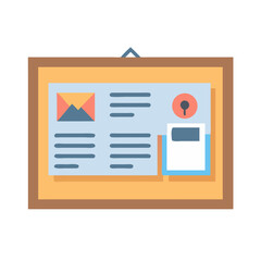 Poster - Bulletin board graphic with documents and illustrations flat style