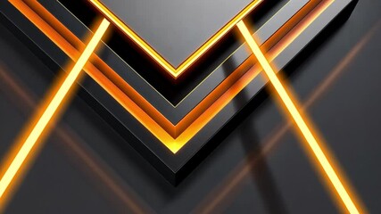 Poster - modern abstract design glowing orange geometric layers with light and shadow for futuristic look and