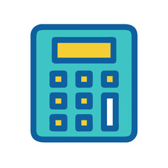 Poster - Vibrant calculator icon on black background, mathematics concept