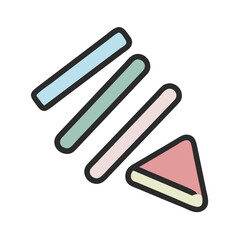 Poster - Pastel bars and triangle against black backdrop graphic design