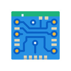 Poster - Simple flat graphic of square circuit board illustration