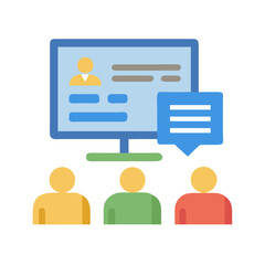 Poster - Online meeting icon representing teamwork collaboration and remote access