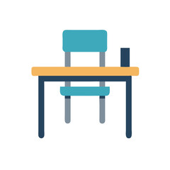 Poster - Simple School Desk With Chair On Black Background