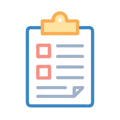 Poster - Colorful clipboard icon checklist with document and form details