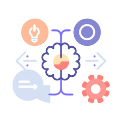 Poster - Abstract conceptual flat design image symbolizing process and brainstorming
