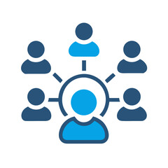 Poster - Teamwork communication and organizational structure depicted as people connecting