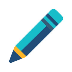 Poster - Simple blue pencil illustration on black background with flat design