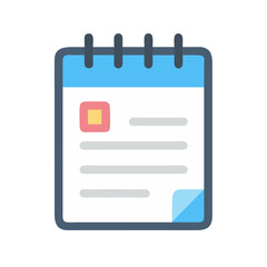 Poster - Cute notepad icon with lined paper and curled corner